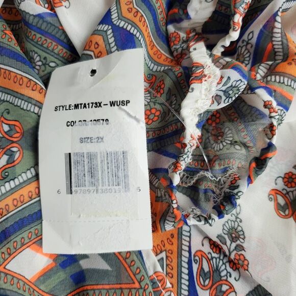 Moa Moa Woman Boho Print Tunic Top Plus Size 2X Made in USA - Picture 6 of 7